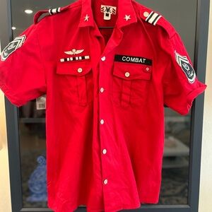 Red Combat Military Style Shirt